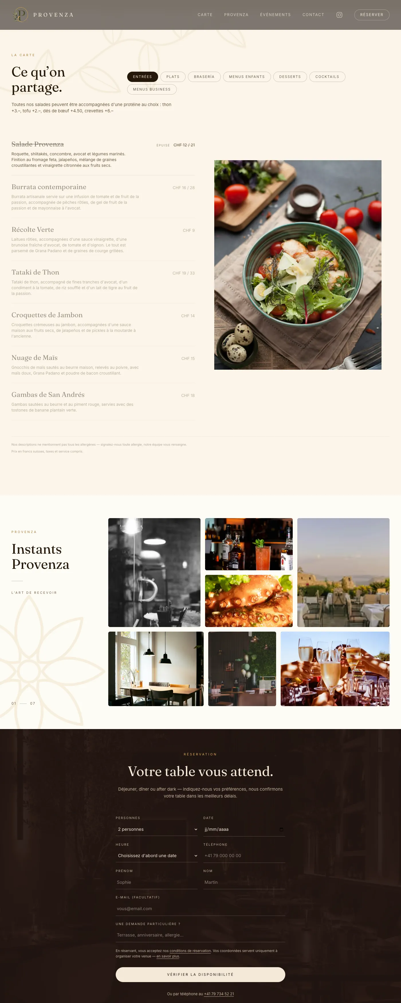 La carte sur le site de Provenza